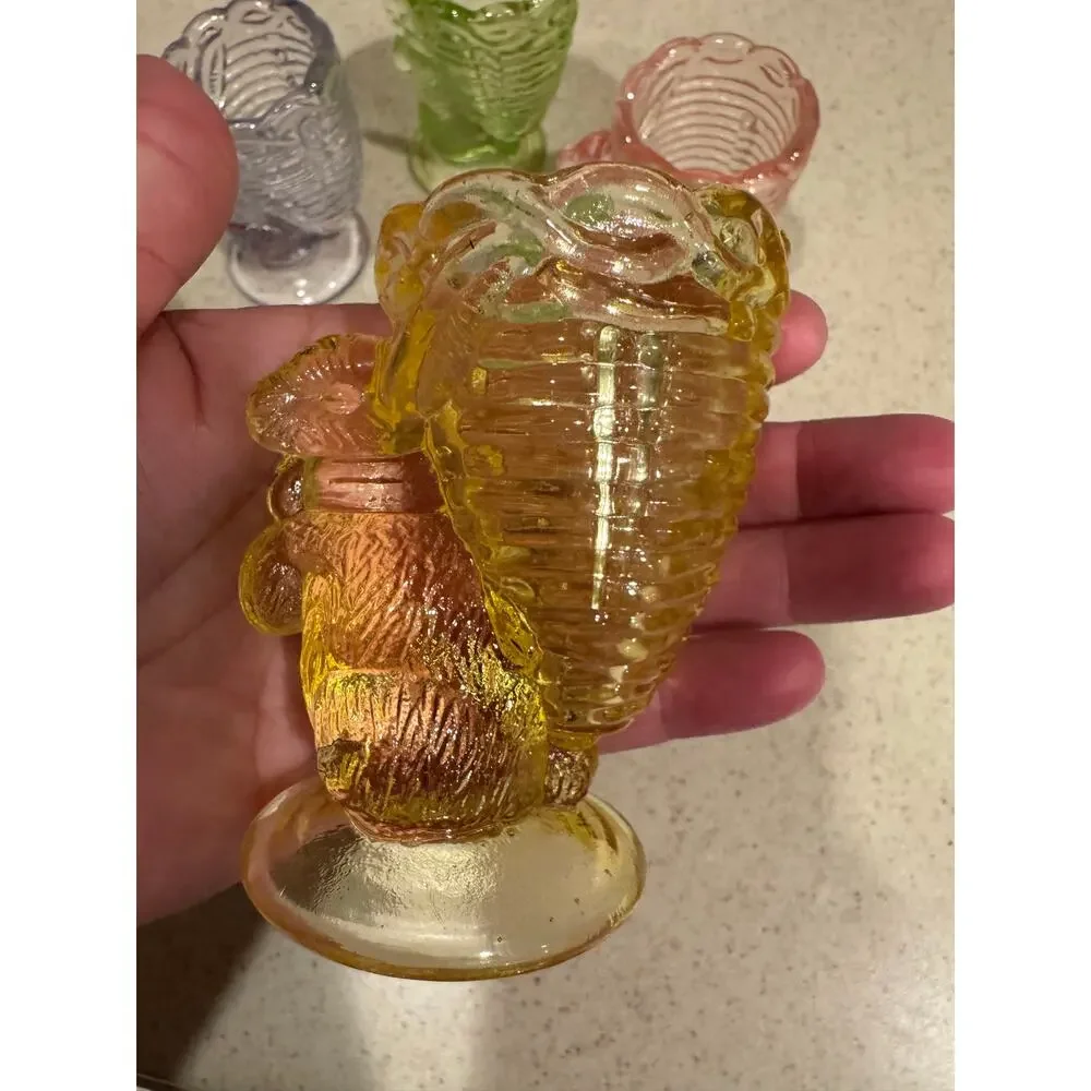 Williams Sonoma Glass Bunny Rabbit Egg Cups  Set Of 4